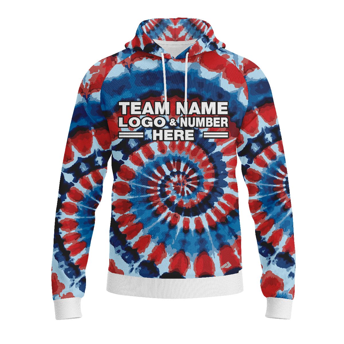 Custom Fully Sublimated Lush Legends Tie Dye Pattern Blue Red Performance Sports Pullover Hoodie 08795