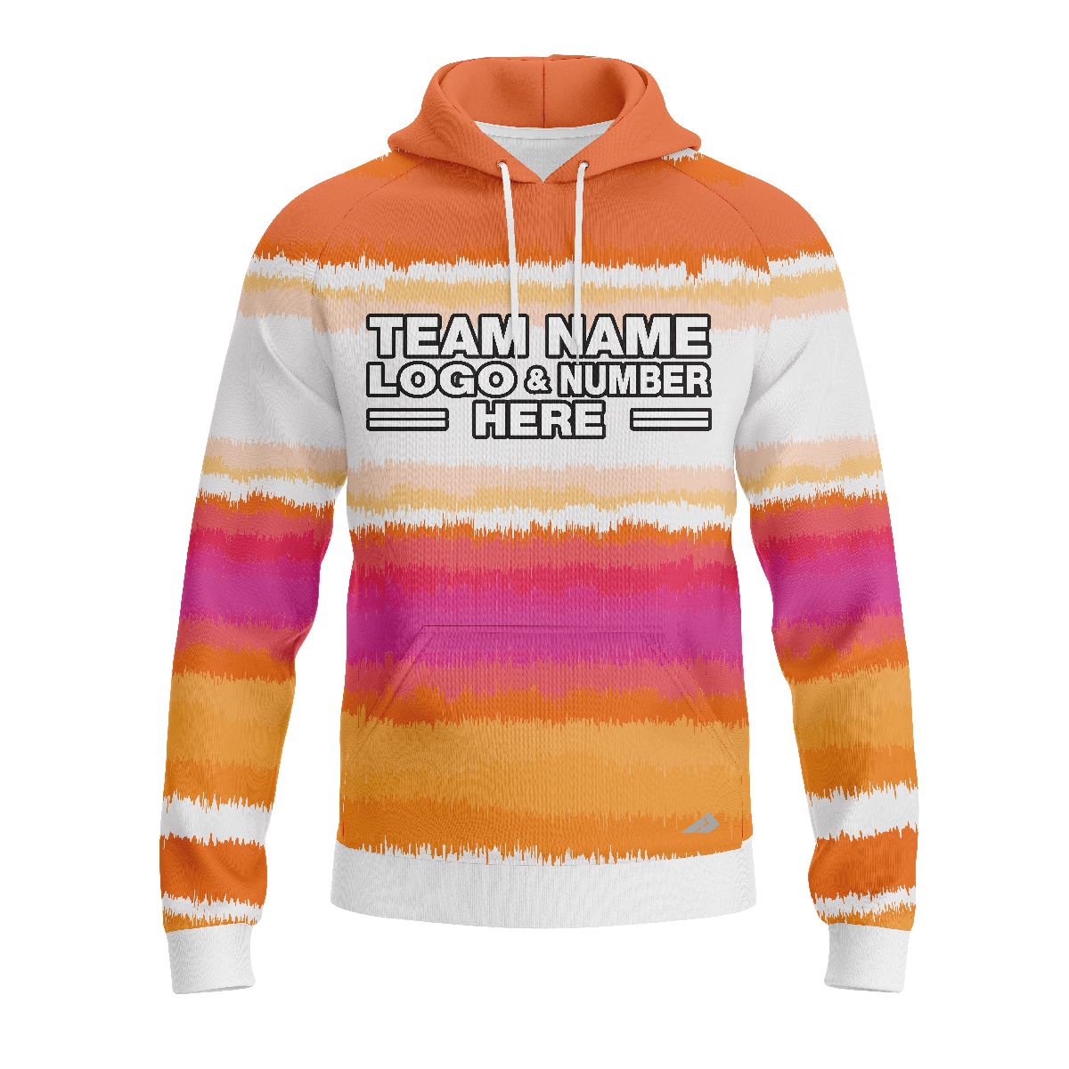 Custom Fully Sublimated Peachy Pioneers Tie Dye Pattern Orange Pink White Performance Sports Pullover Hoodie 08797