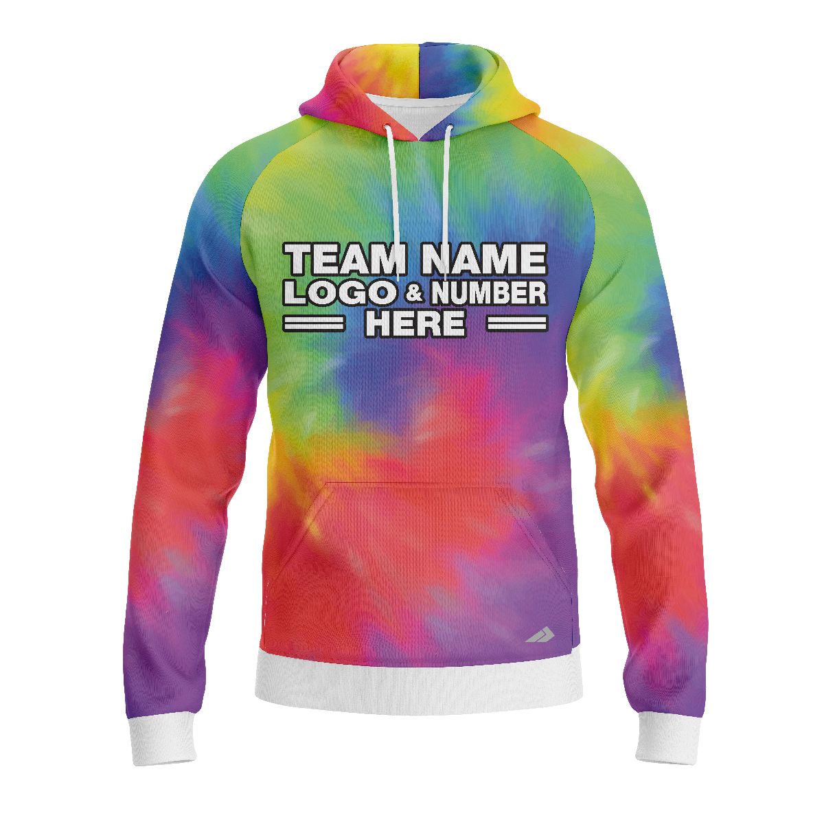 Custom Fully Sublimated Radiant Rebels Tie Dye Pattern Multicolor Performance Sports Pullover Hoodie 08807