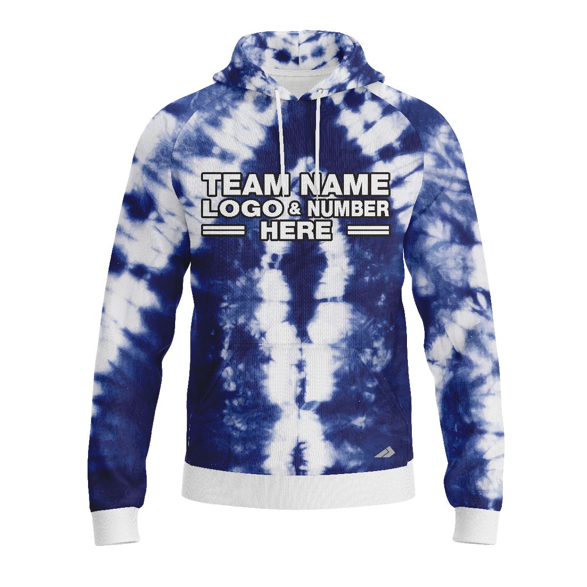 Custom Fully Sublimated Chromatic Tie Dye Pattern White Blue Performance Sports Pullover Hoodie 08823