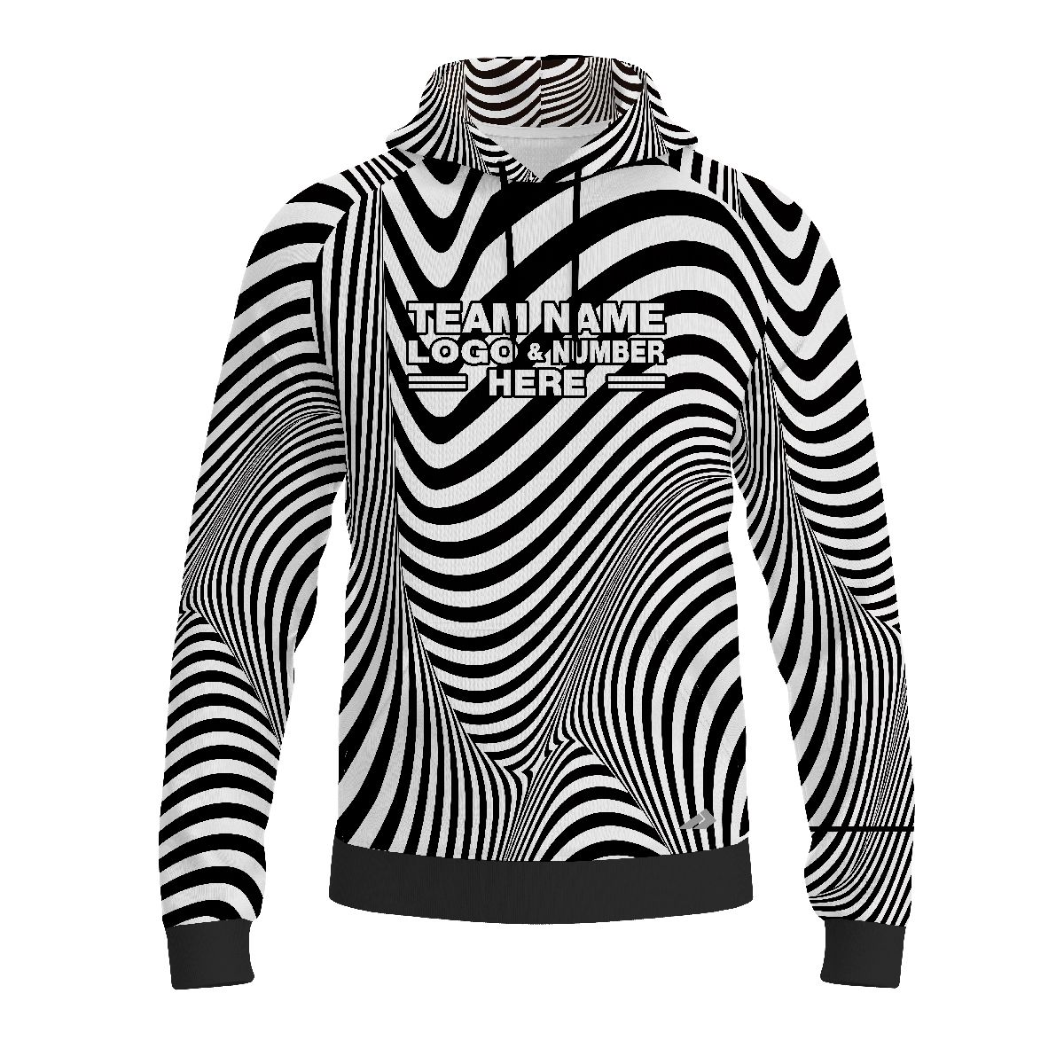 Custom Fully Sublimated Trippy Tie Dye Pattern Black White Performance Sports Pullover Hoodie 08845