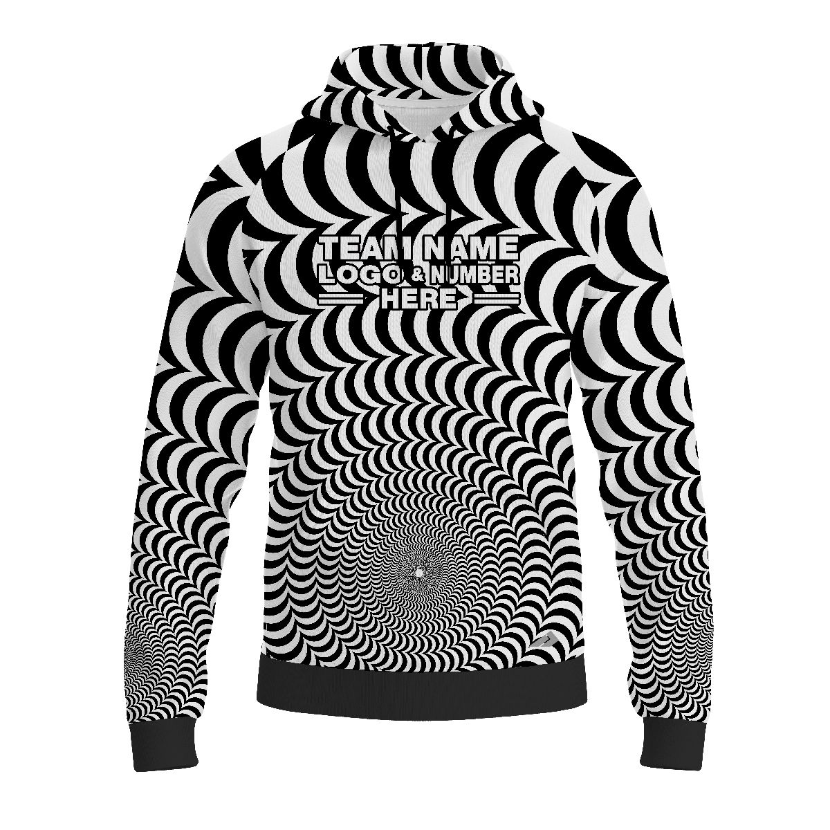 Custom Fully Sublimated Trippy Tie Dye Two Pattern Black White Performance Sports Pullover Hoodie 08847