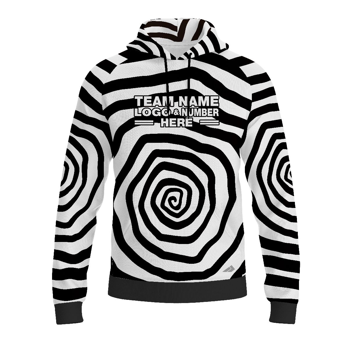 Custom Fully Sublimated Trippy Tie Dye Three Pattern Black White Performance Sports Pullover Hoodie 08856