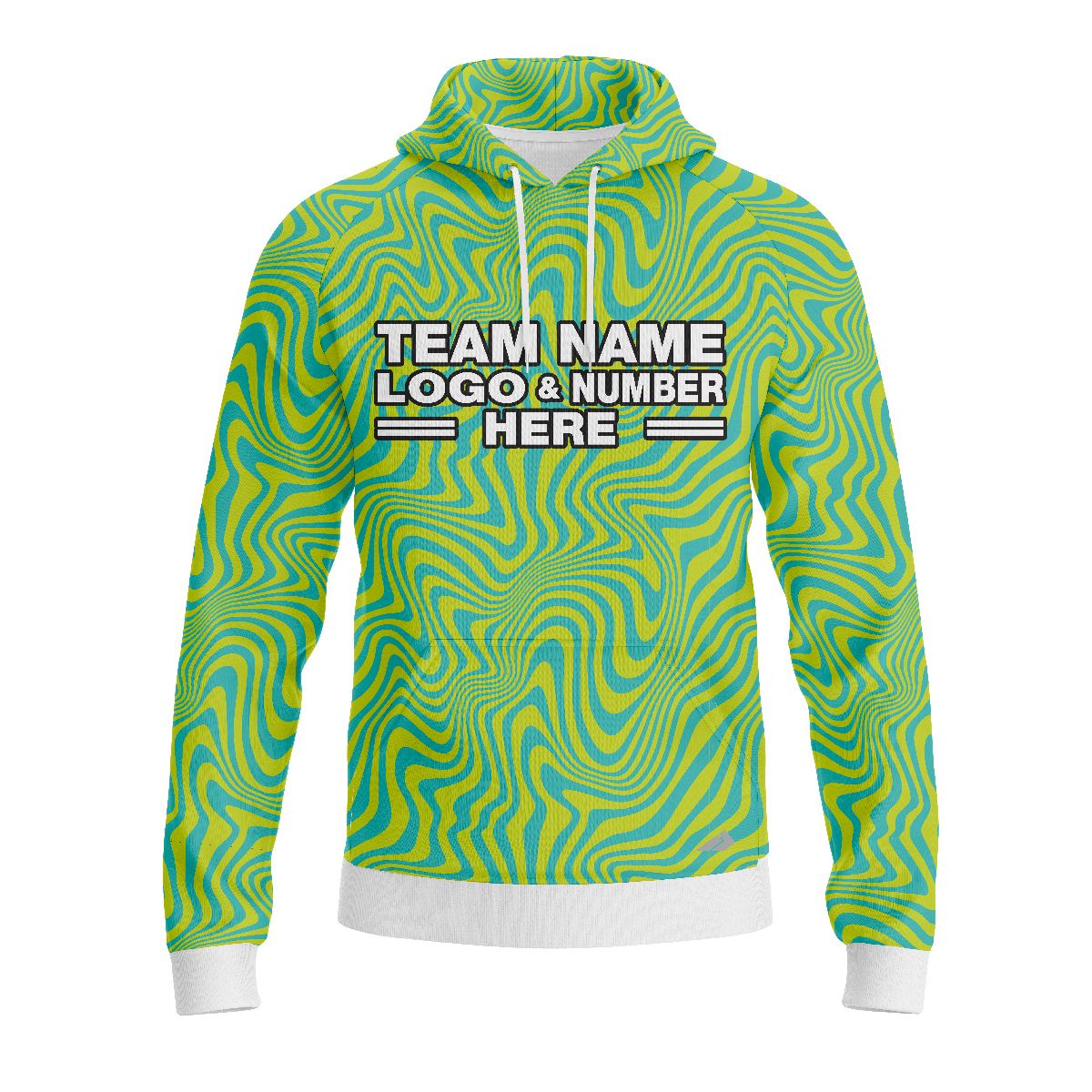 Custom Fully Sublimated Mellow Tie Dye Pattern Green Yellow SkyBlue Performance Sports Pullover Hoodie 08911