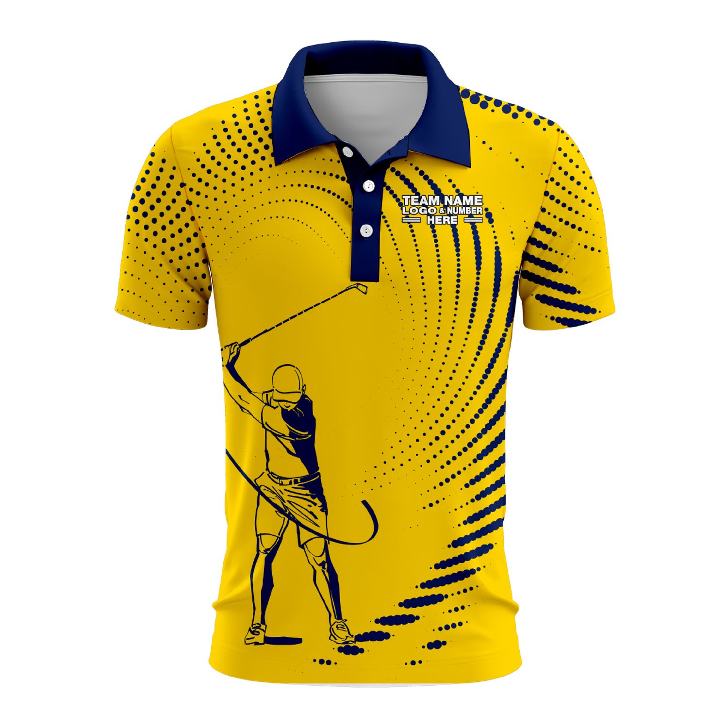 Custom Fully Sublimated Dynamic Golf Pattern Yellow Blue Performance Polo Shirt 8886