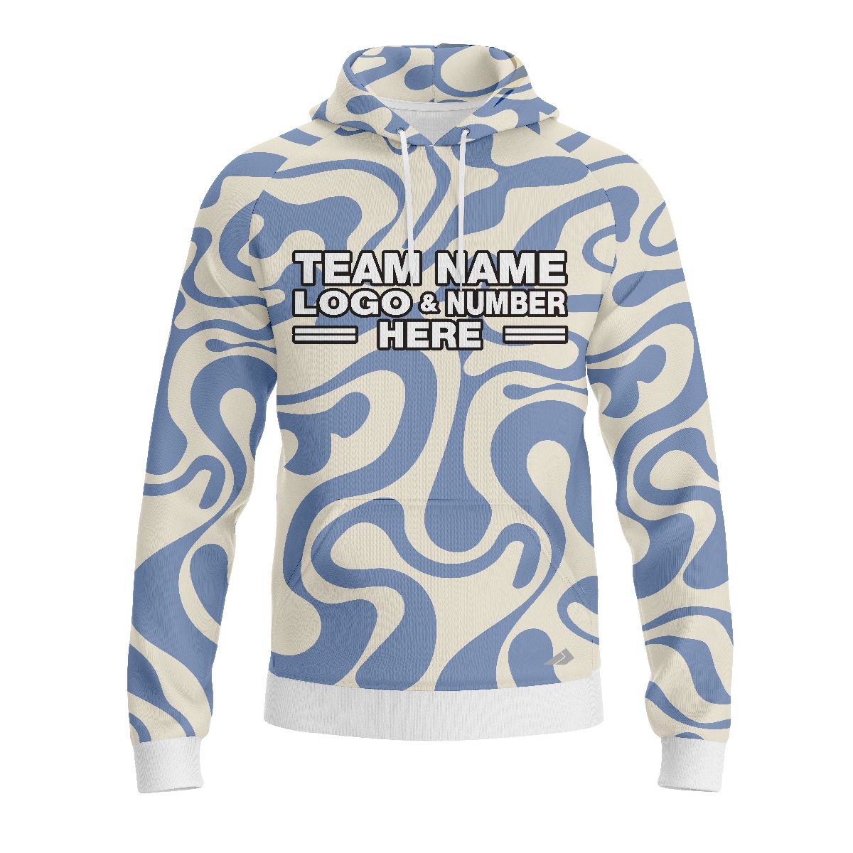 Custom Fully Sublimated Lava Lamp Two Tie Dye Pattern Blue White Performance Sports Pullover Hoodie 08941