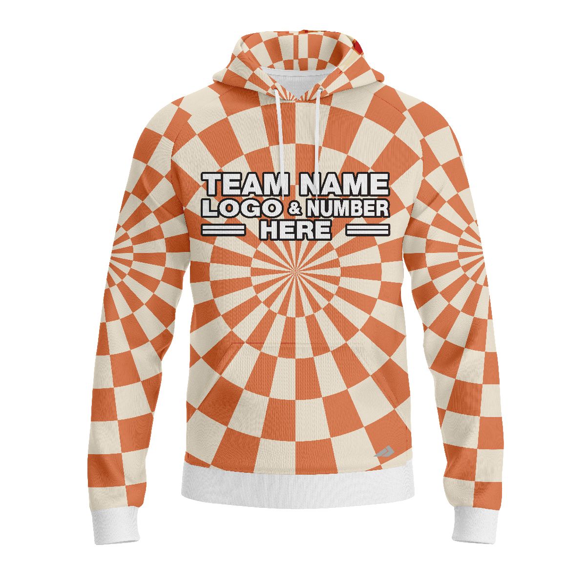 Custom Fully Sublimated Trippy Tie Dye Three Pattern Orange White Performance Sports Pullover Hoodie 08943