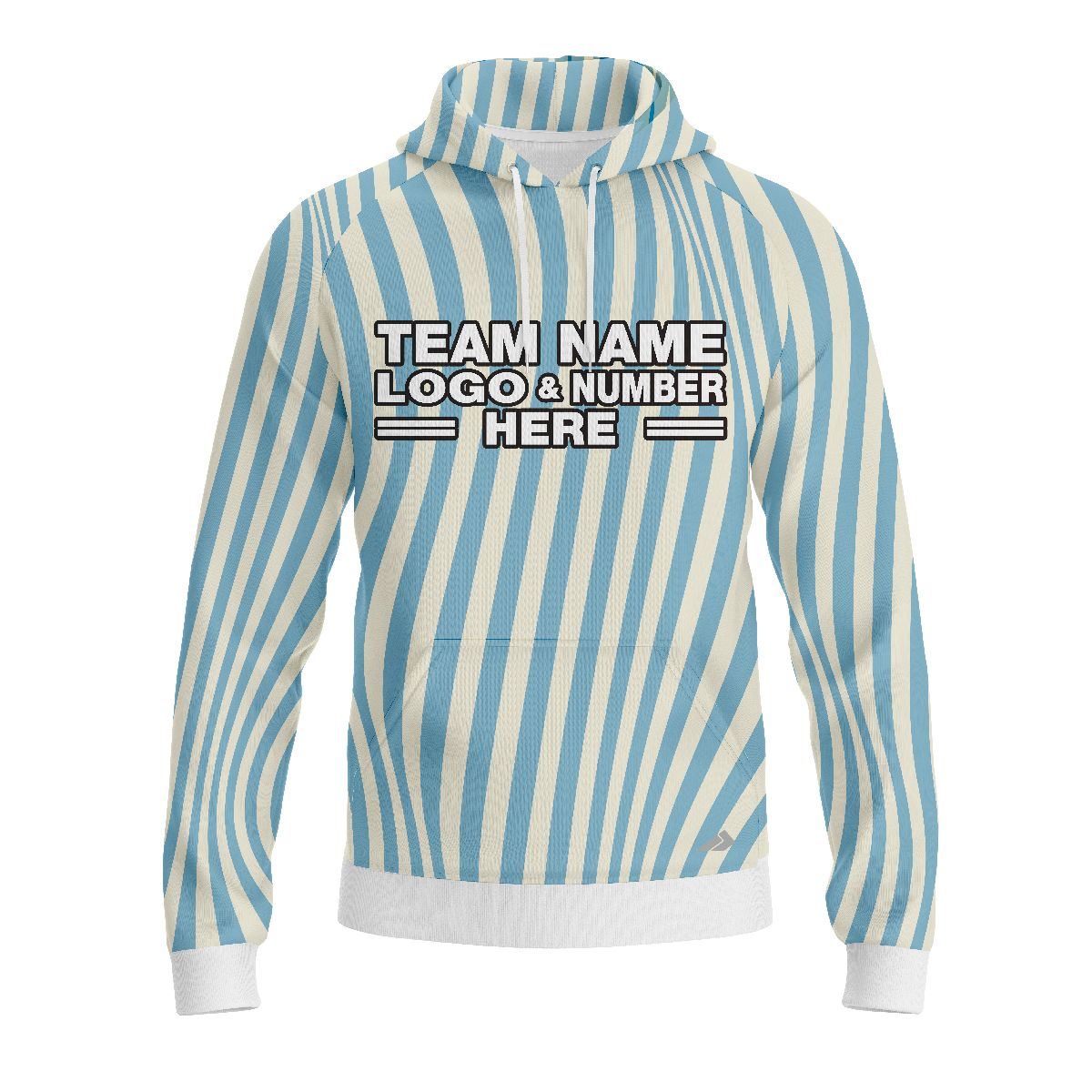 Custom Fully Sublimated Serene Stripes Tie Dye Pattern Blue White Performance Sports Pullover Hoodie 08952