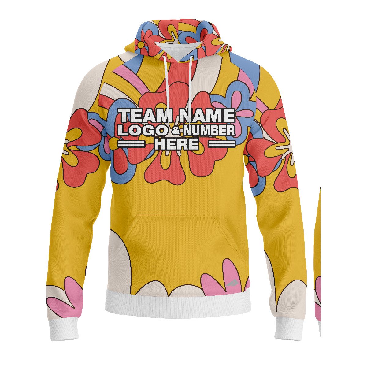Custom Fully Sublimated Funky Florals Tie Dye Pattern Yellow Multicolor Performance Sports Pullover Hoodie 08963