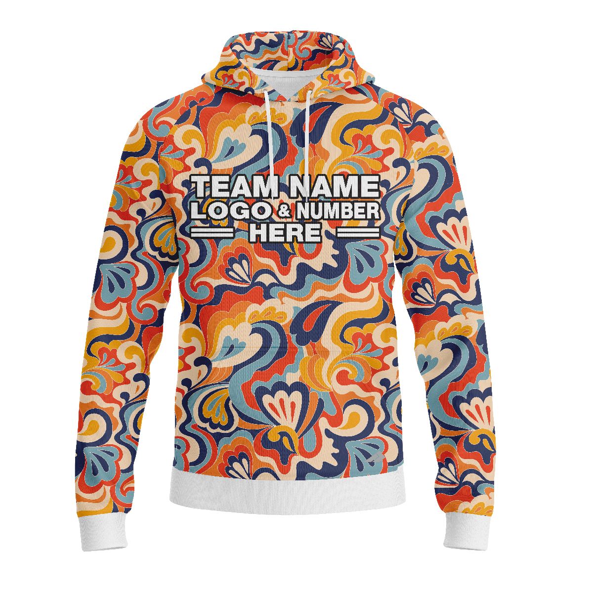 Custom Fully Sublimated Boho Floral Tie Dye Pattern Multicolor Performance Sports Pullover Hoodie 08976