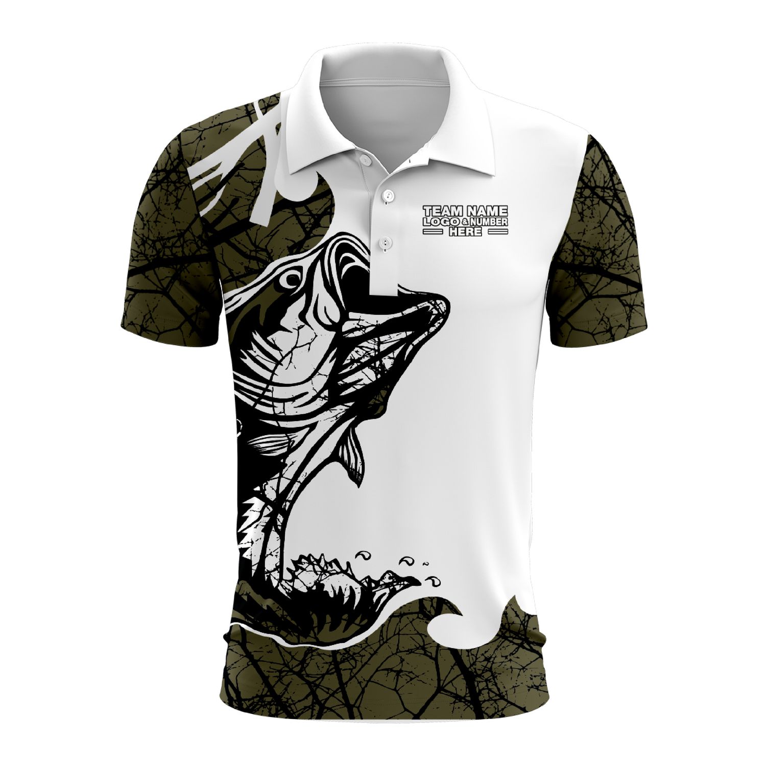 Custom Fully Sublimated Deep Sea Fishing Pattern Brown Performance Polo Shirt 08954