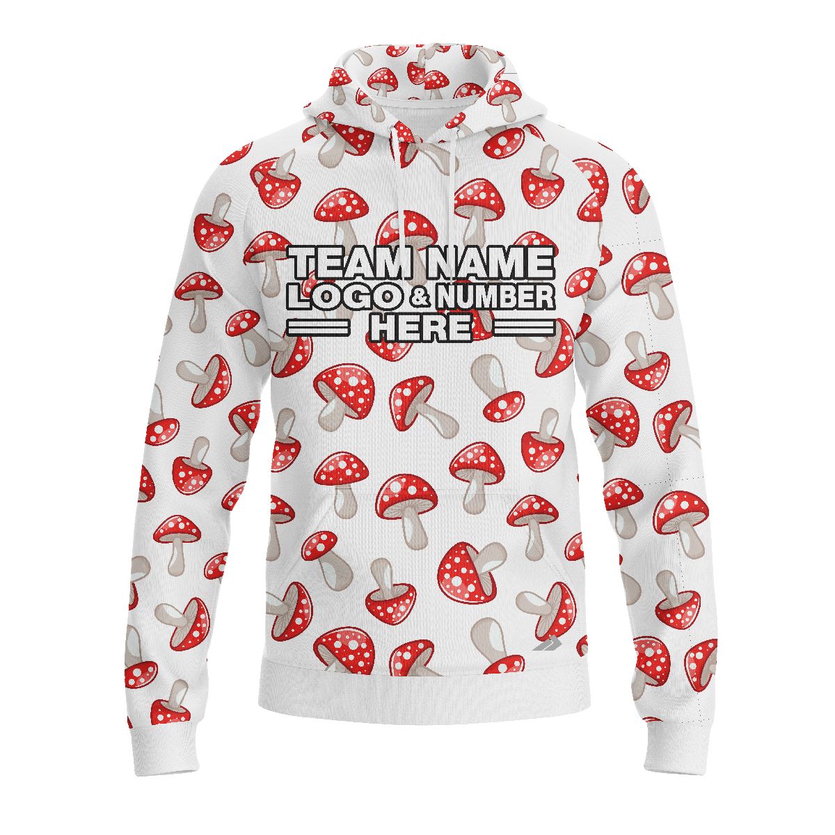 Custom Fully Sublimated Mushroom Magic Tie Dye White Red Performance Sports Pullover Hoodie 09004