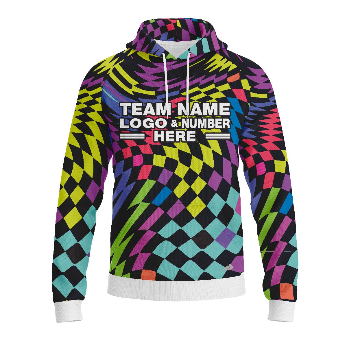 Custom Fully Sublimated Hypnotic Harmony Tie Dye Pattern Multicolor Performance Sports Pullover Hoodie 08993
