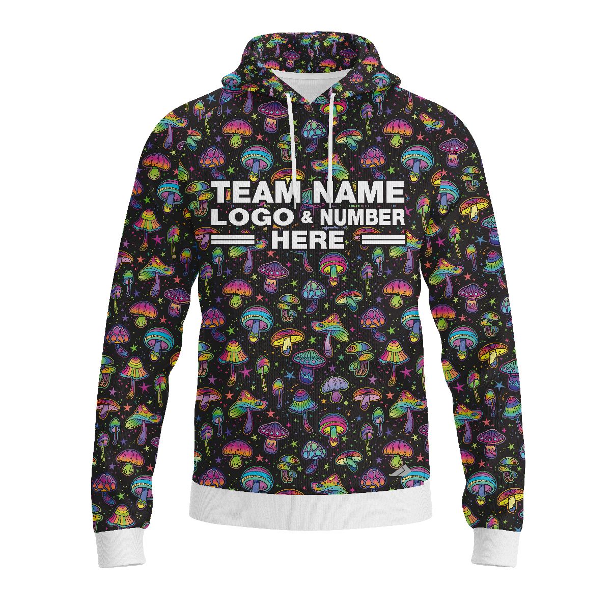 Custom Fully Sublimated Fungi Frenzy Tie Dye Black Multicolor Performance Sports Pullover Hoodie 09013