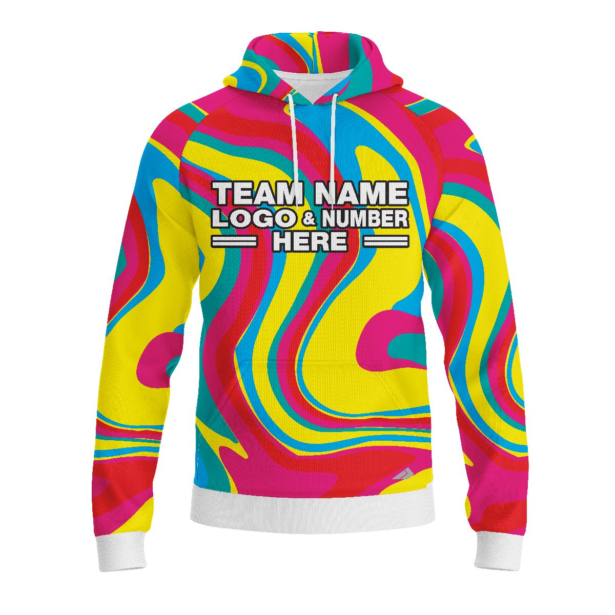 Custom Fully Sublimated Vivid Vortex Tie Dye Red Pink Yellow Blue Performance Sports Pullover Hoodie 09024