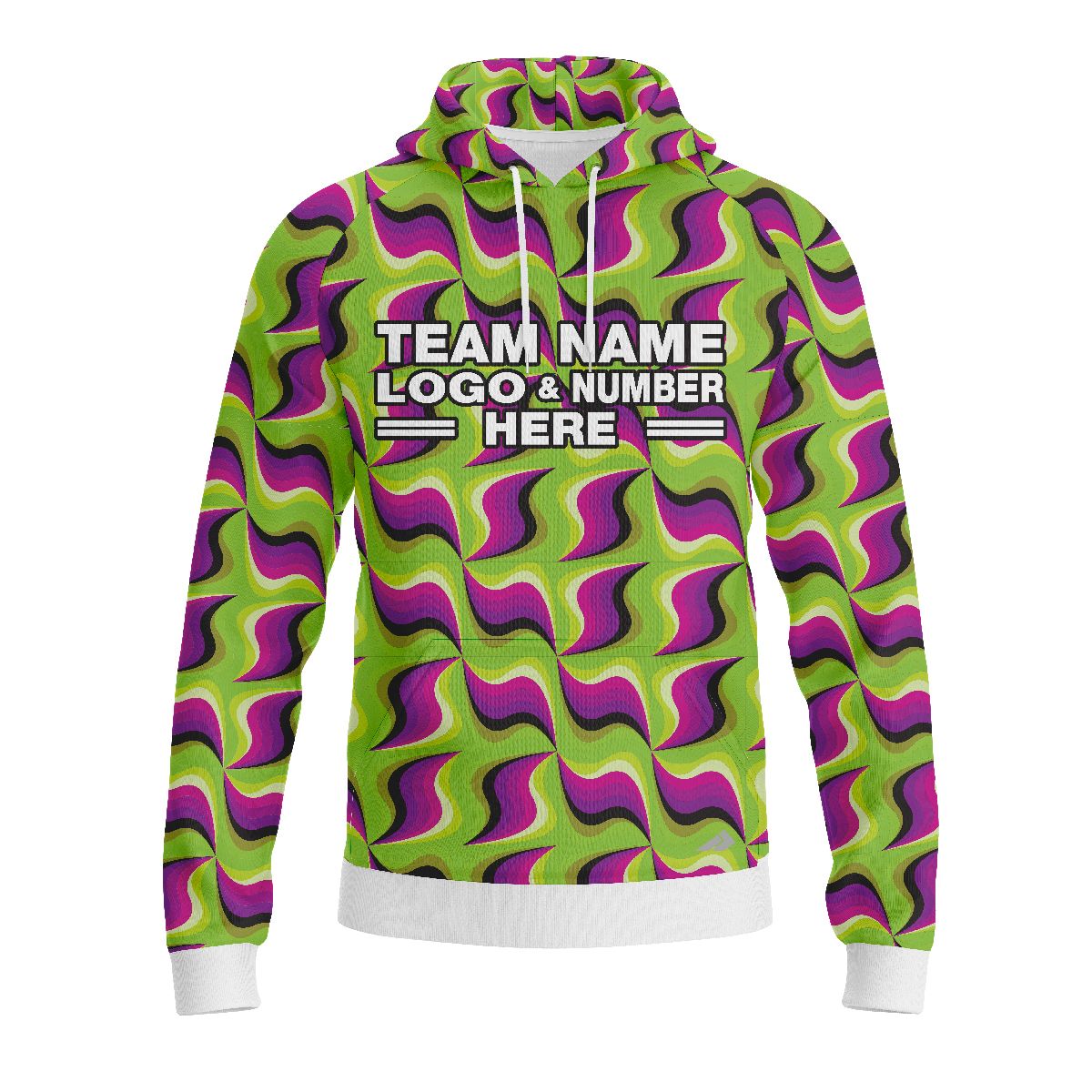 Custom Fully Sublimated Kaleidoscope Tie Dye Green Purple Performance Sports Pullover Hoodie 09026