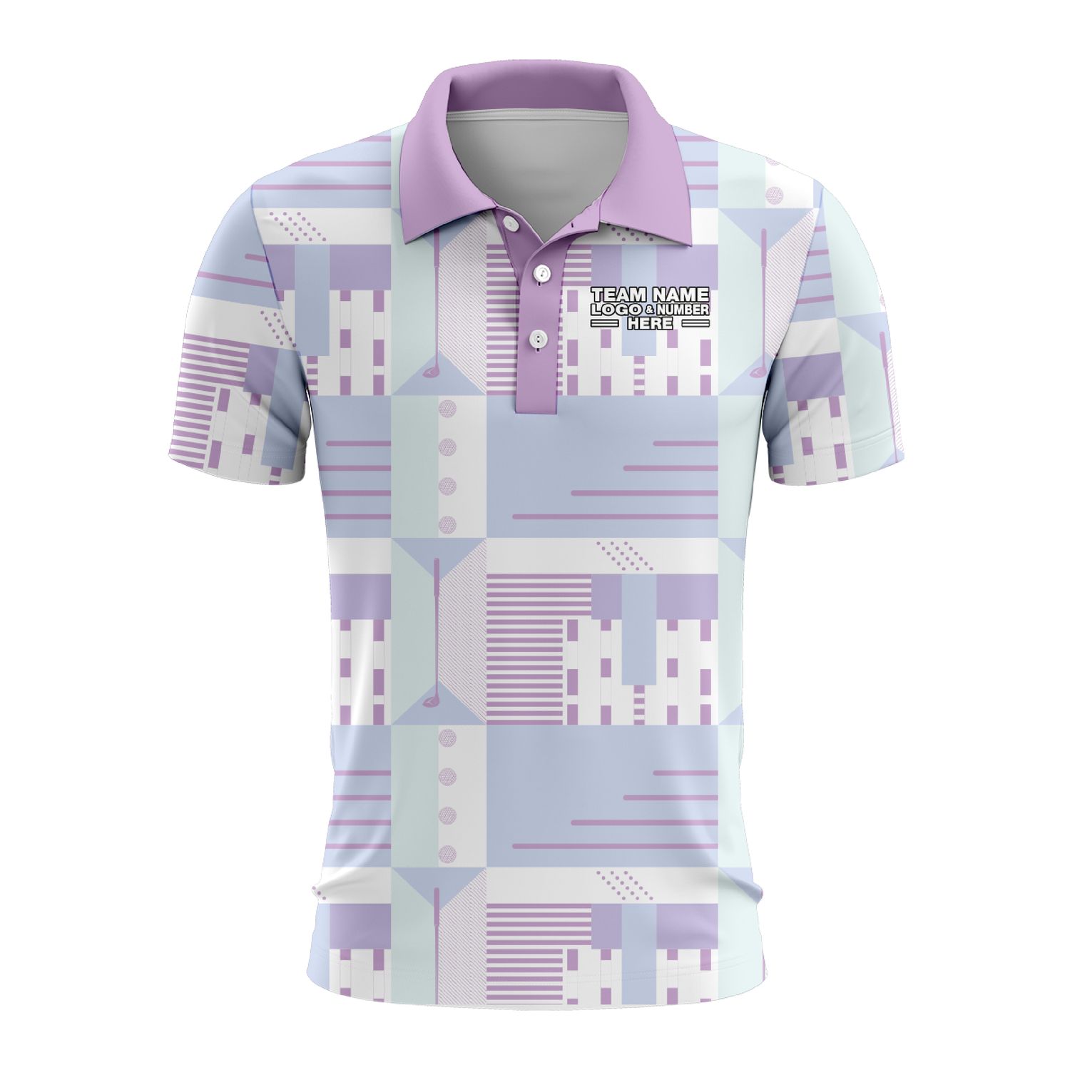 Custom Fully Sublimated Pastel Geometric Golf Pattern Performance Polo Shirt 9046