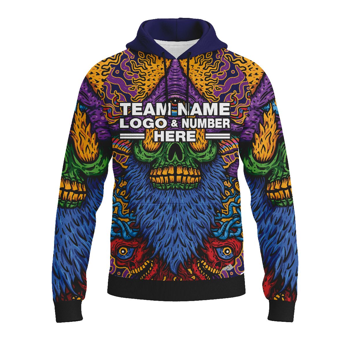 Custom Fully Sublimated Watchful Tie Dye Multicolor Performance Sports Pullover Hoodie 09053