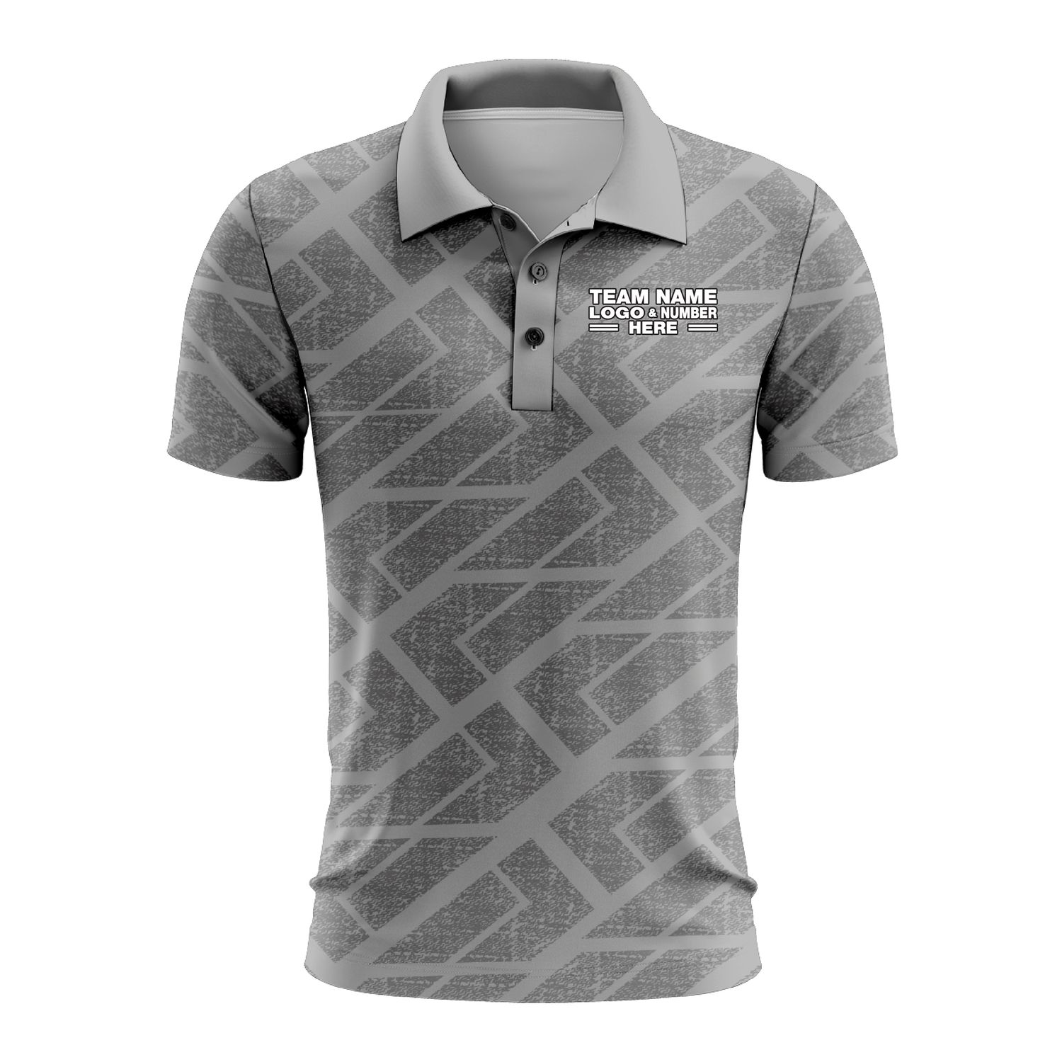 Custom Fully Sublimated BTX Logo Pattern Gray Performance Polo Shirt 9083