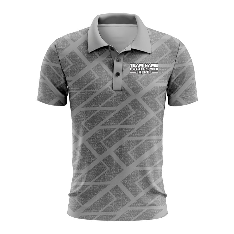 Custom Fully Sublimated BTX Logo Pattern Gray Performance Polo Shirt 9083