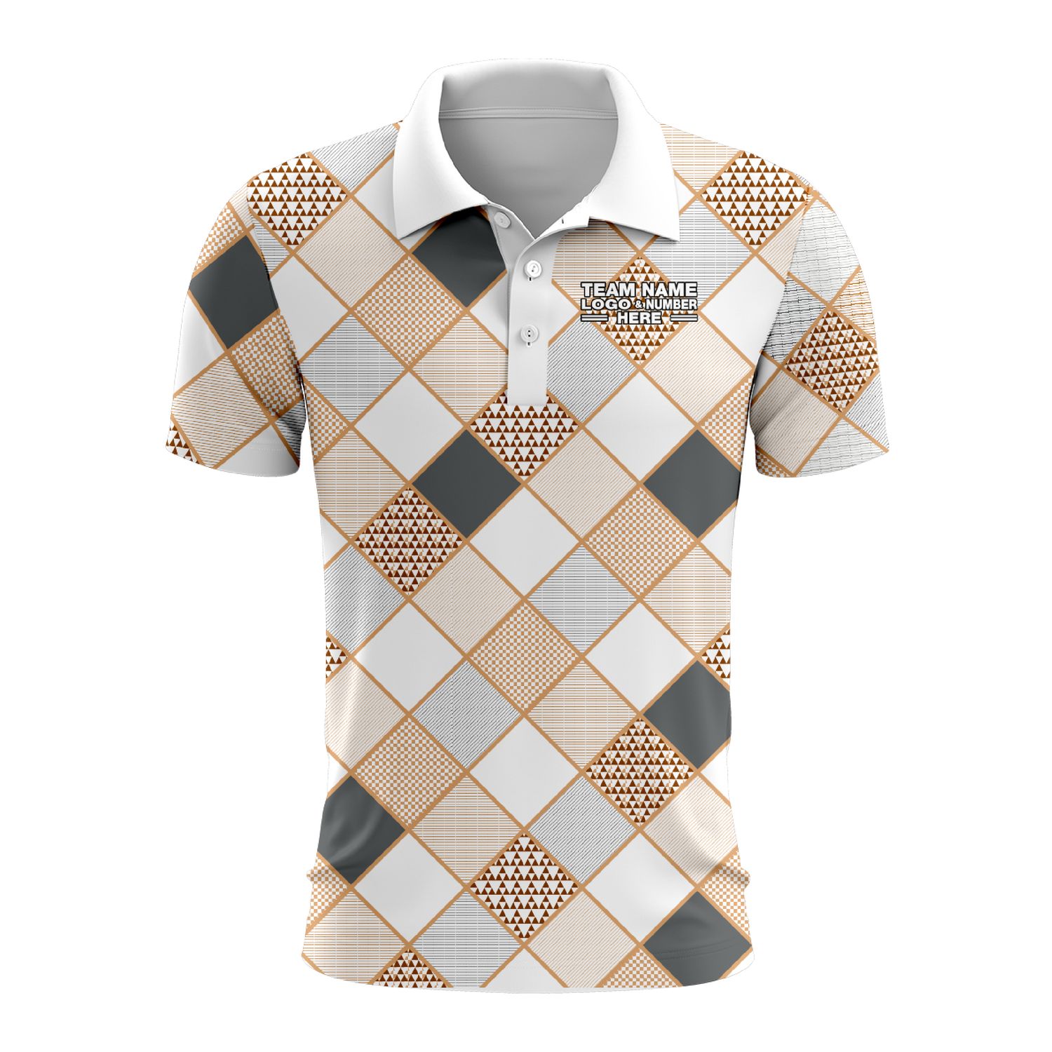 Custom Fully Sublimated Luxe Golf Pattern Faded Performance Polo Shirt 9090