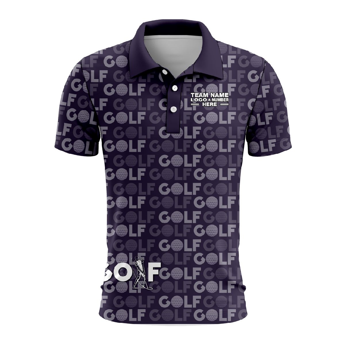 Custom Fully Sublimated Vibrant Golf Pattern Purple Performance Polo Shirt 9118