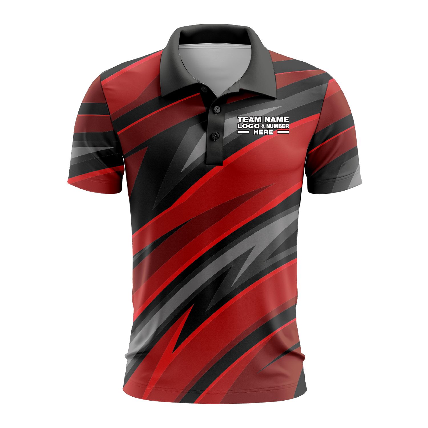 Custom Fully Sublimated High Energy Pattern One Red Performance Polo Shirt 9160