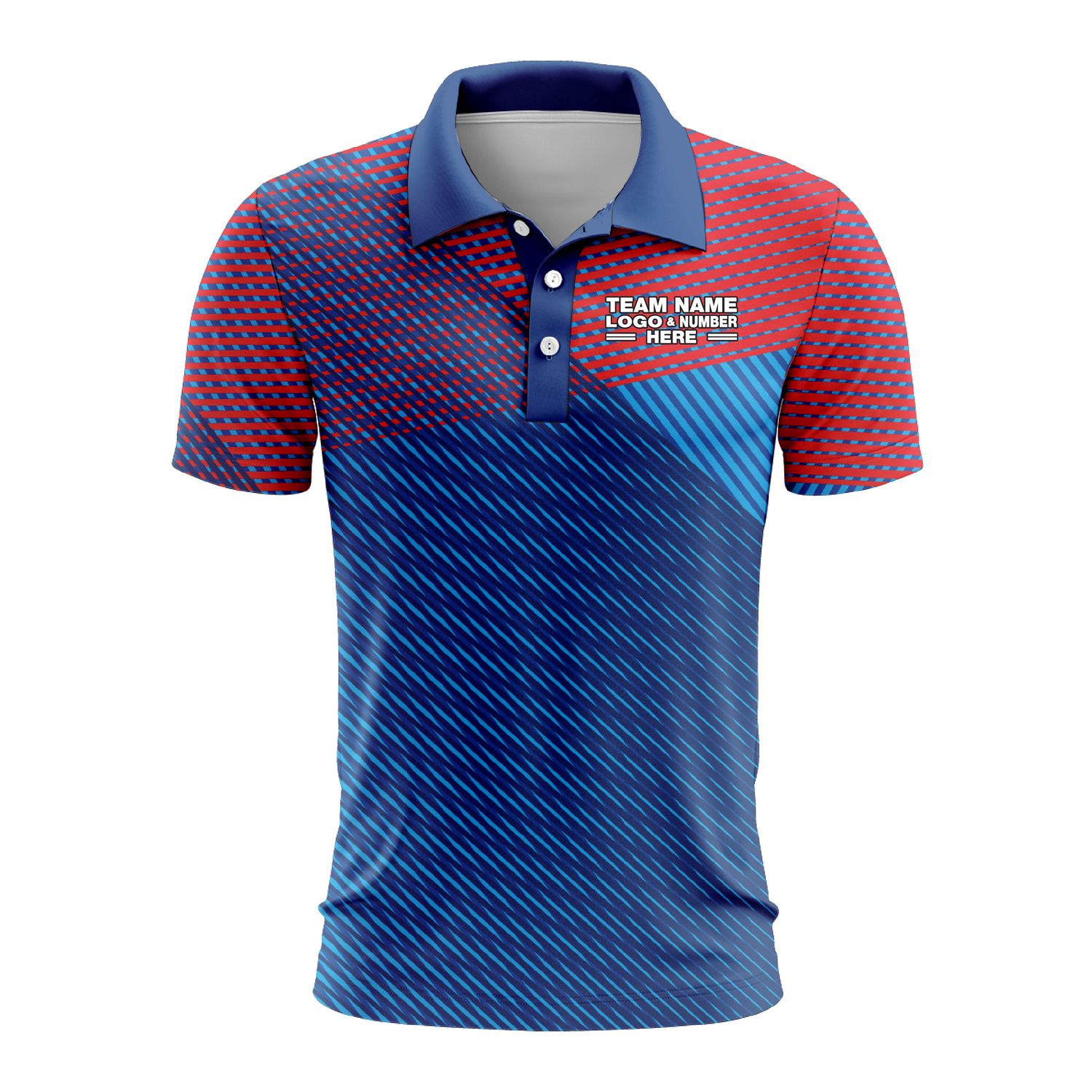 Custom Fully Sublimated Crossover Pattern Blue Red Performance Polo Shirt 9167