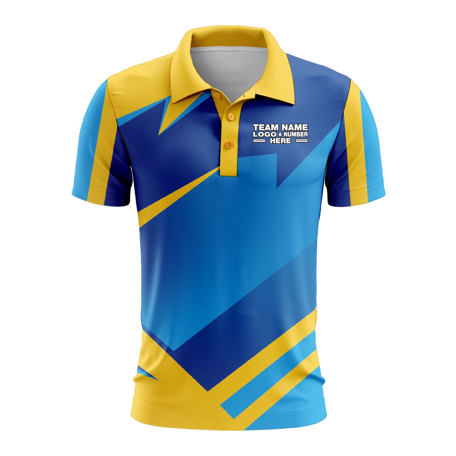 Custom Fully Sublimated Modern Pattern Yellow Blue Performance Polo Shirt 9174