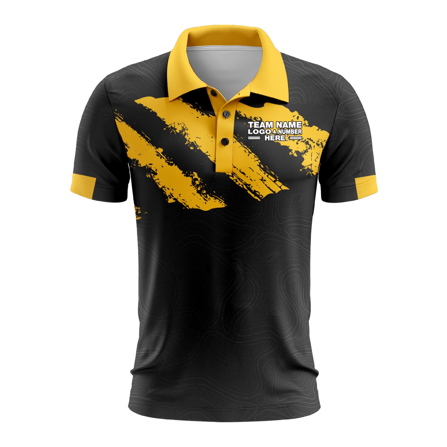 Custom Fully Sublimated Claws Pattern Black Yellow Performance Polo Shirt 9181