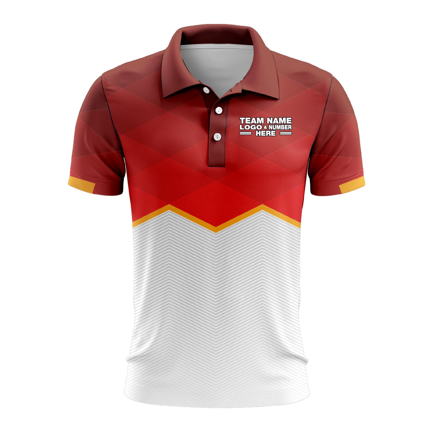 Custom Fully Sublimated Half Triangle Pattern Red White Performance Polo Shirt 9244