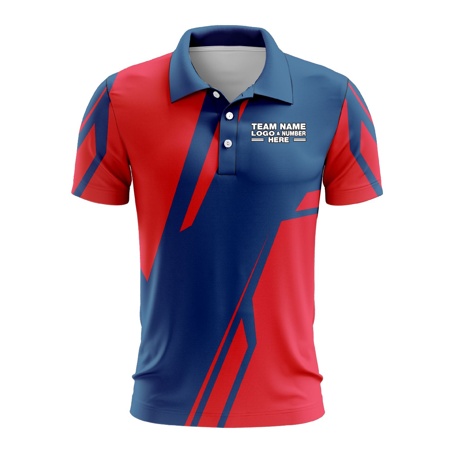 Custom Fully Sublimated Break Point Pattern Blue Red Performance Polo Shirt 9258