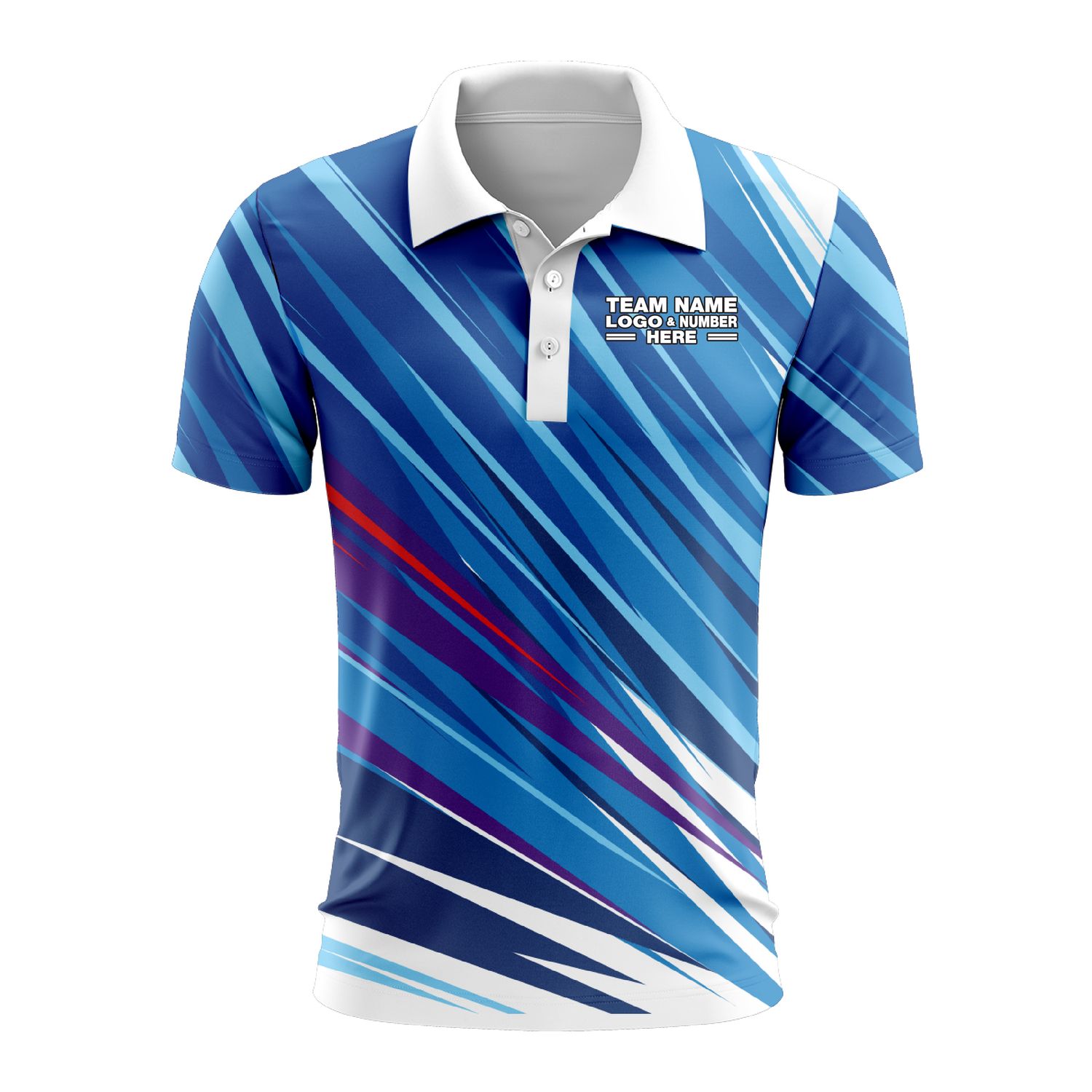 Custom Fully Sublimated Spikes Pattern Blue Performance Polo Shirt 9314