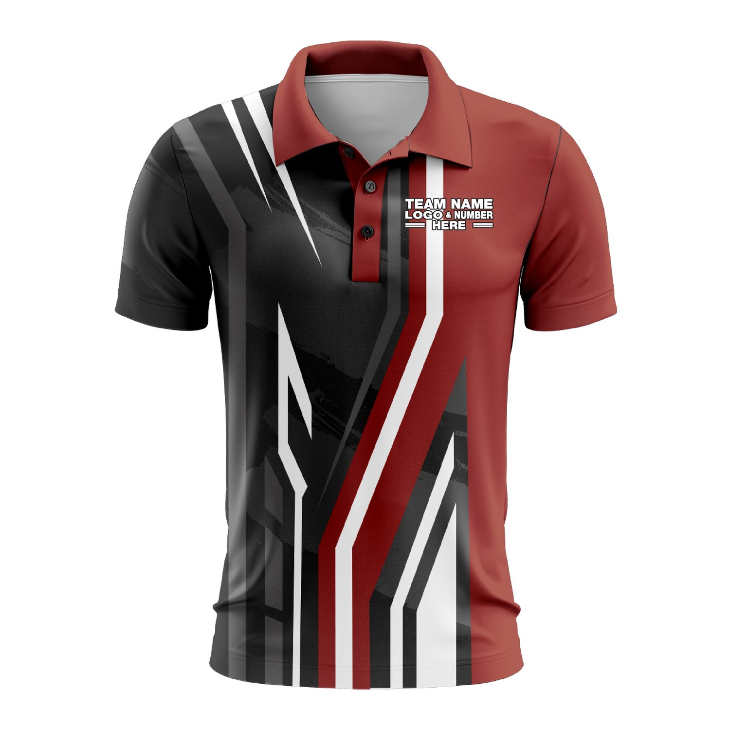 Custom Fully Sublimated Pallets Pattern Red Black Performance Polo Shirt 9300