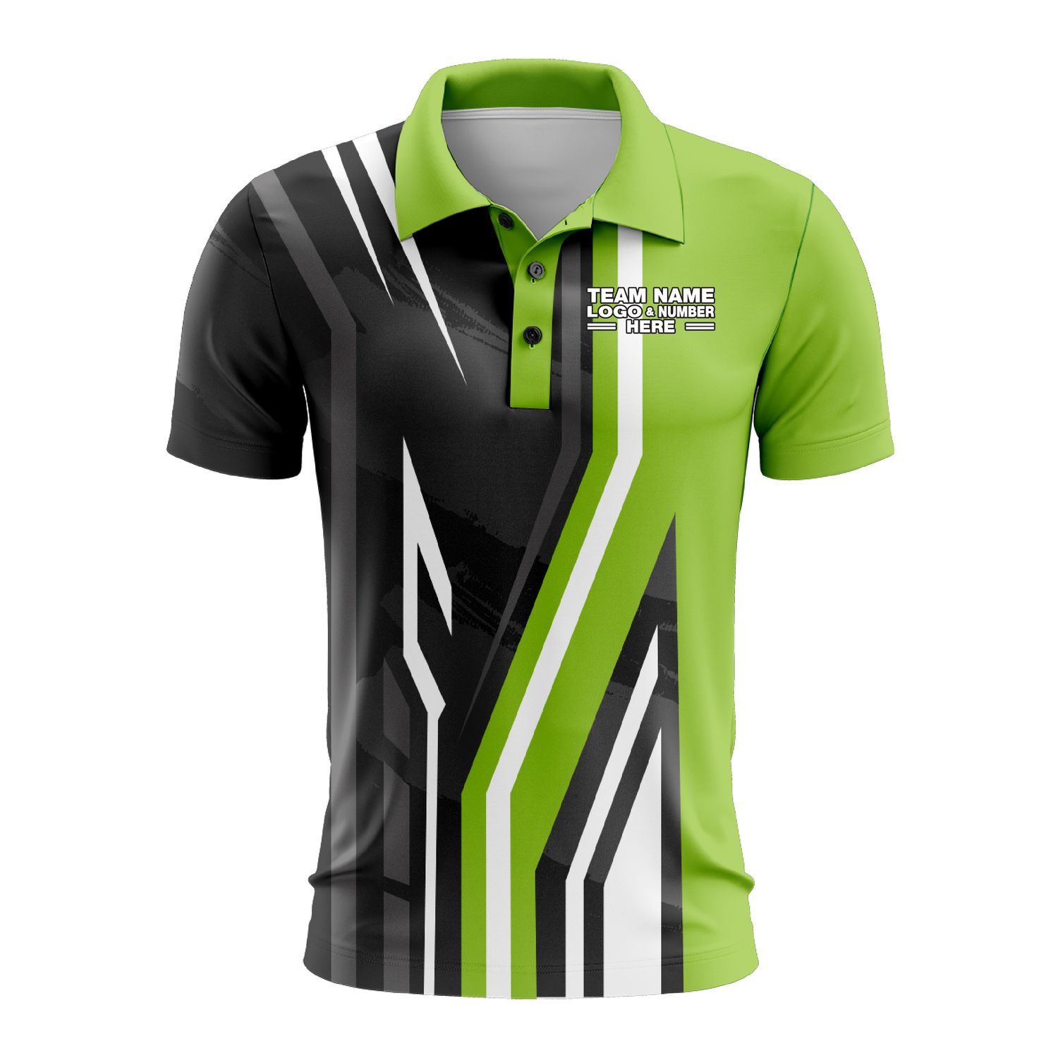 Custom Fully Sublimated Pallets Pattern Green Black Performance Polo Shirt 9328