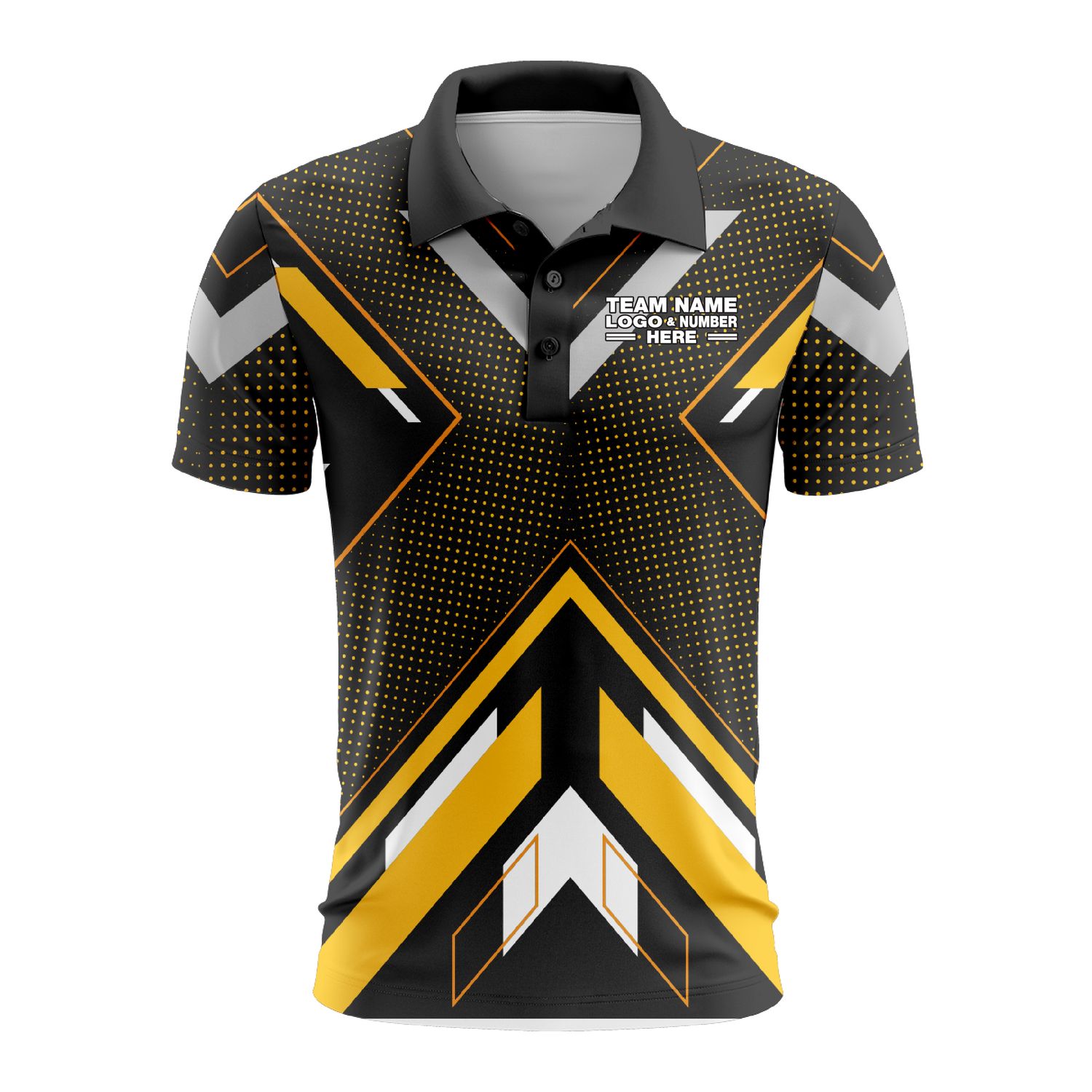 Custom Fully Sublimated ATV QuadQuest Pattern Black Yellow Performance Polo Shirt 9342