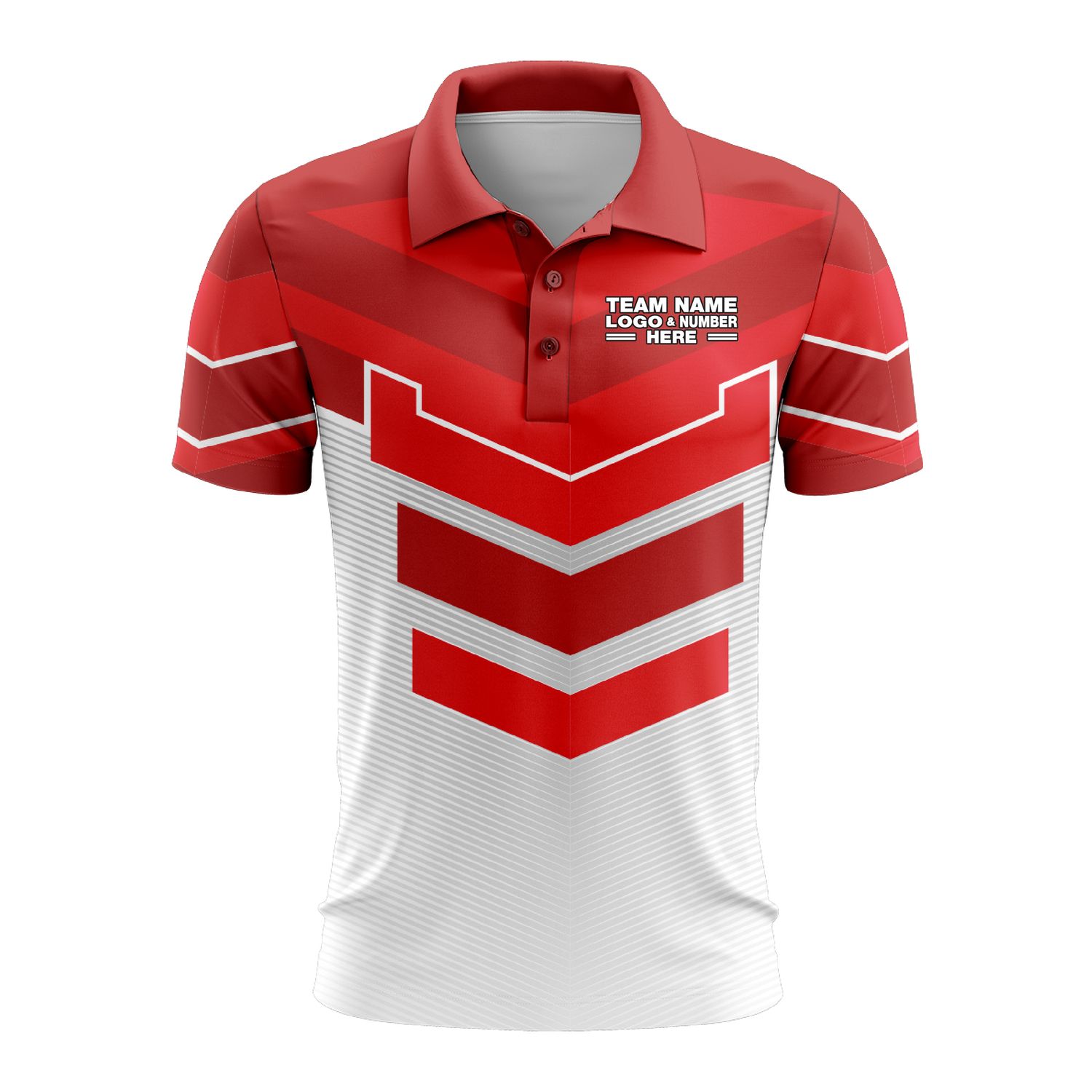 Custom Fully Sublimated BMX Ramp Pattern Red White Performance Polo Shirt 9356