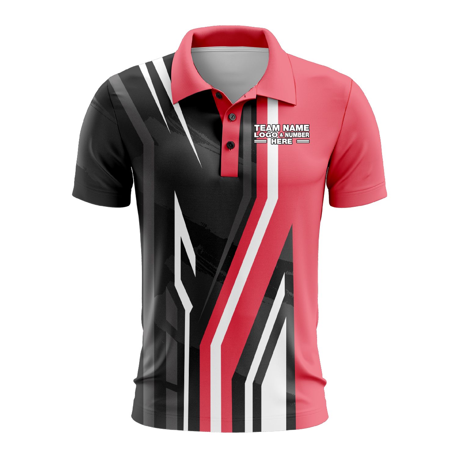 Custom Fully Sublimated Pallets Pattern Pink Black Performance Polo Shirt 9363