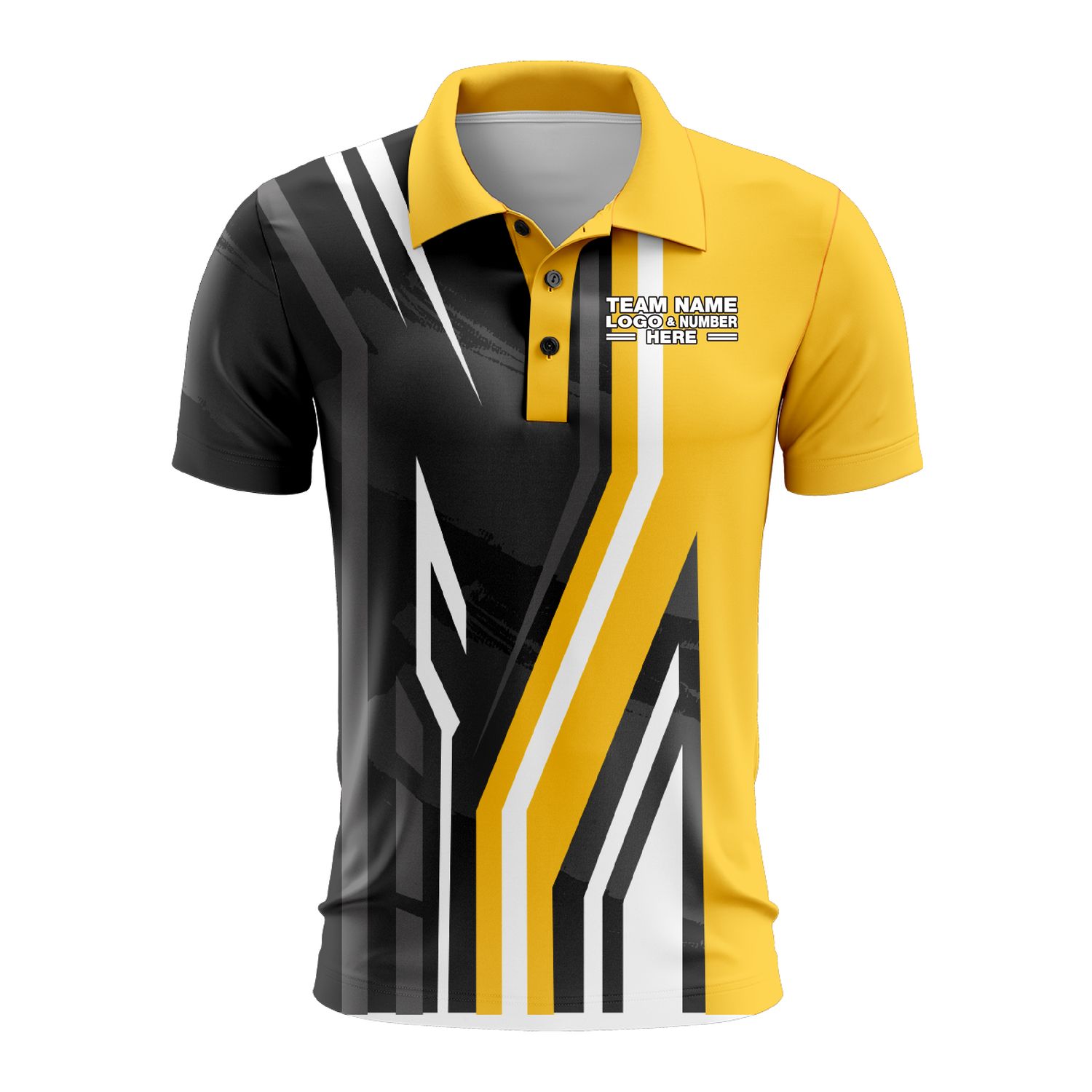 Custom Fully Sublimated Pallets Pattern Yellow Black Performance Polo Shirt 9377