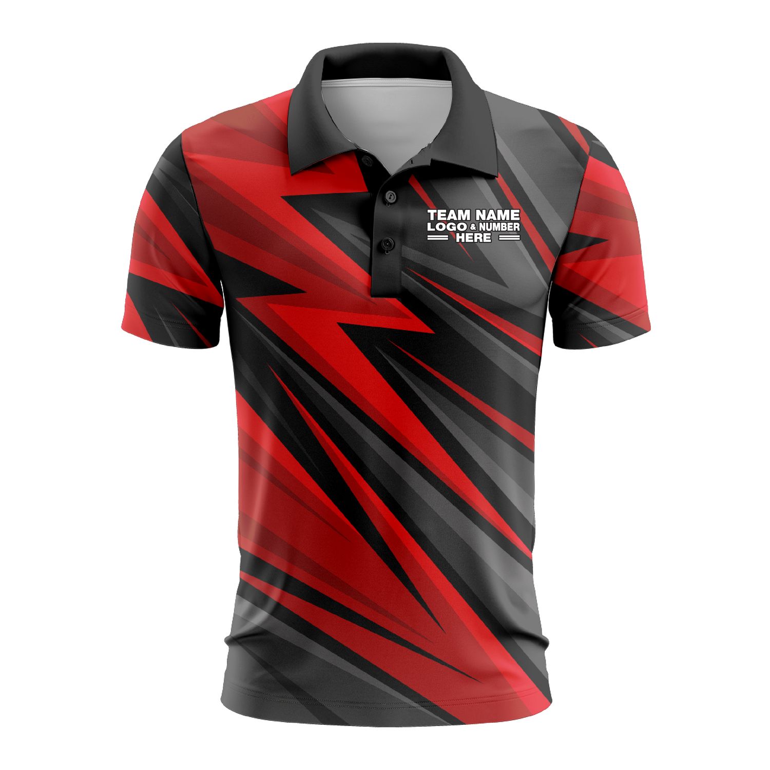 Custom Fully Sublimated High Energy Pattern Two Red Performance Polo Shirt 9398