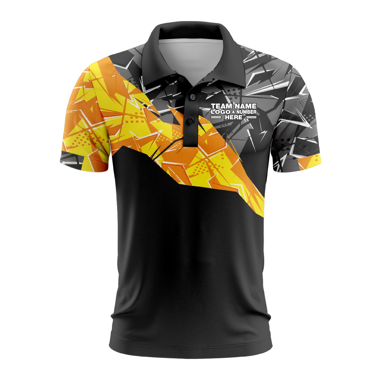 Custom Fully Sublimated Digital Concrete Pattern Black Yellow Performance Polo Shirt 9412