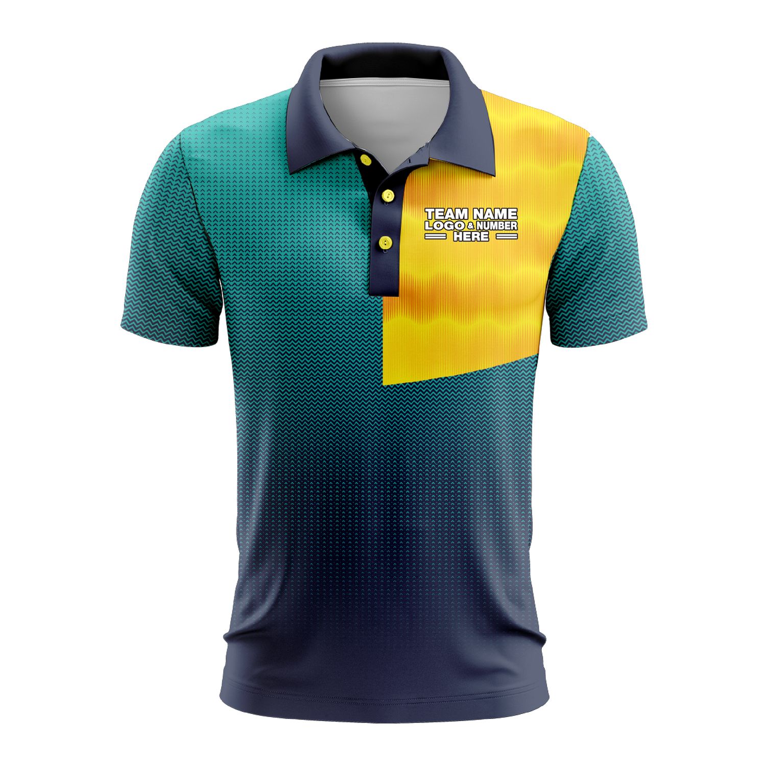Custom Fully Sublimated DuoStyle Pattern Teal Yellow Performance Polo Shirt 9426