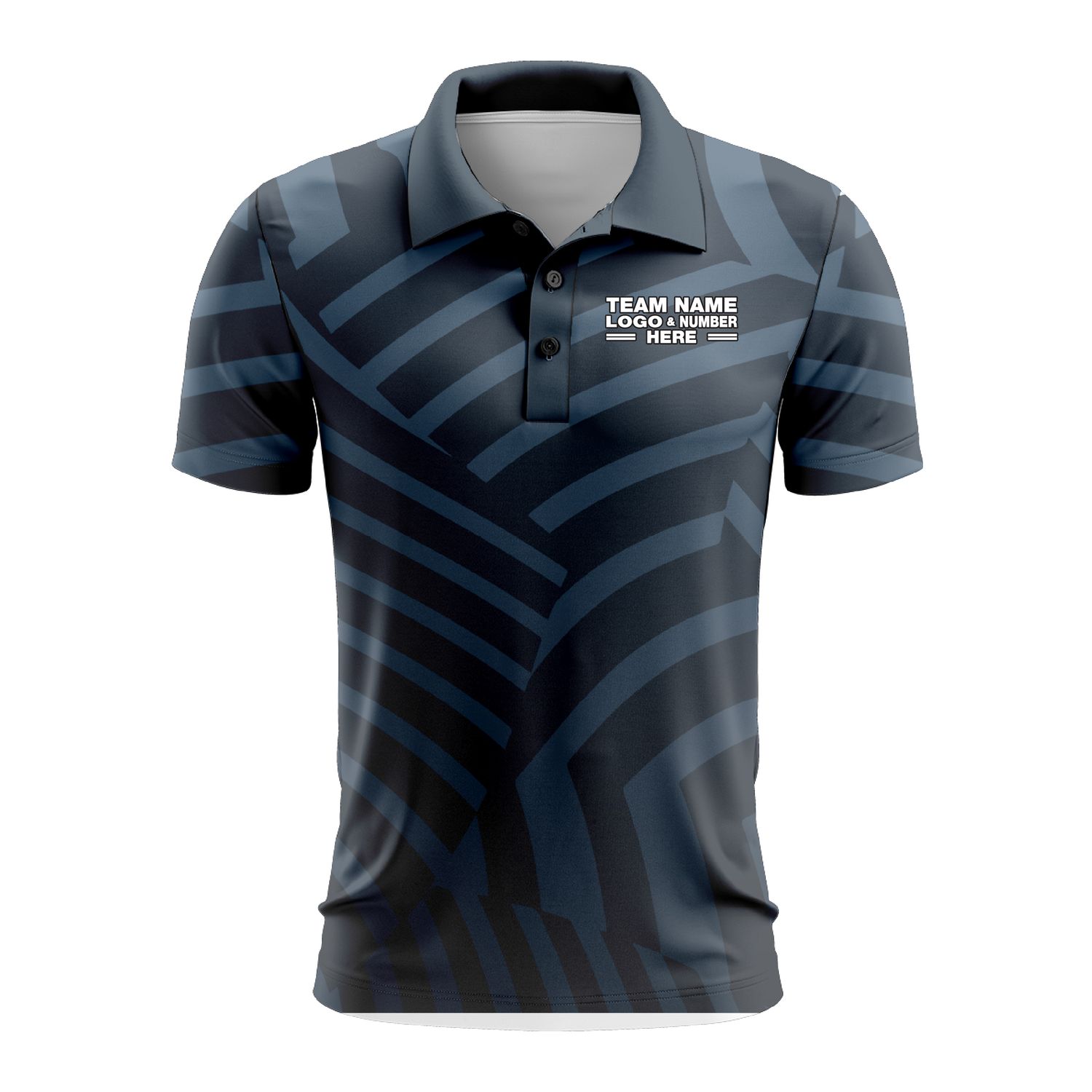 Custom Fully Sublimated Cross Stripes Pattern Dark Blue Performance Polo Shirt 9454