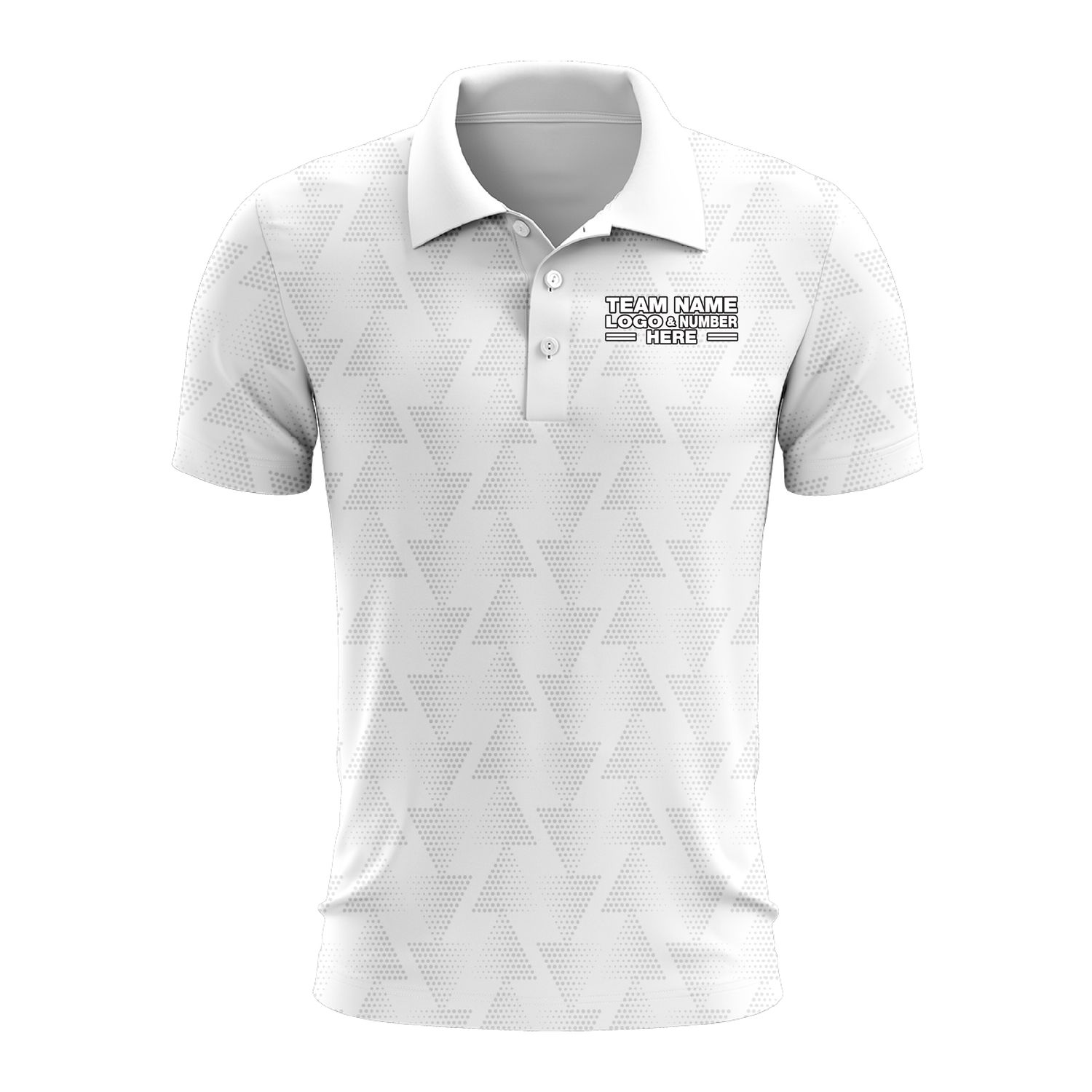 Custom Fully Sublimated Faded Geometric Triangles Pattern White Performance Polo Shirt 9496