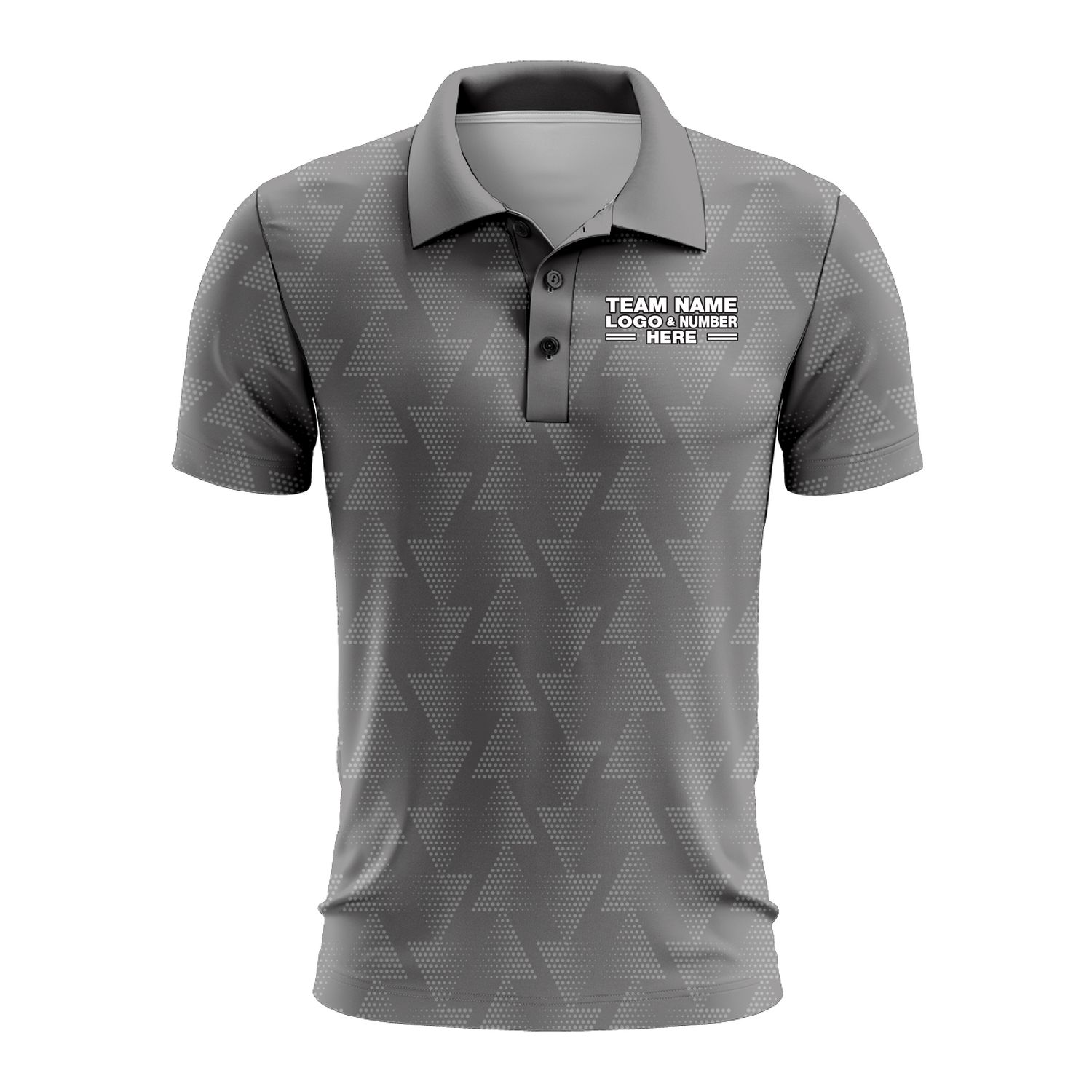 Custom Fully Sublimated Faded Geometric Triangles Pattern Gray Performance Polo Shirt 9503
