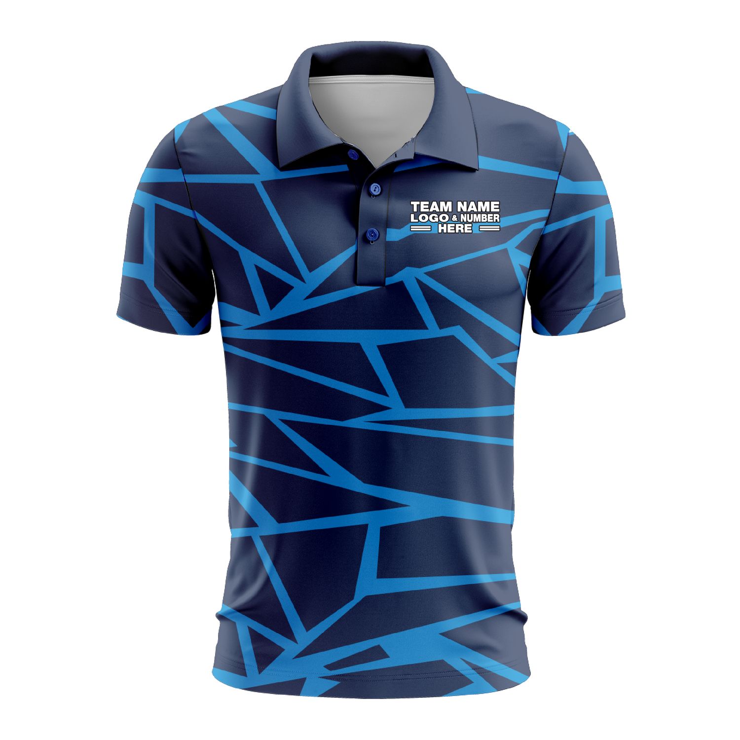 Custom Fully Sublimated Glaciar Break Pattern Blue Performance Polo Shirt 9510