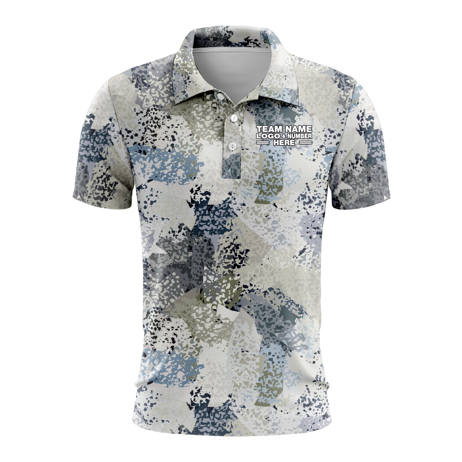 Custom Fully Sublimated Brushes Pattern Blue White Performance Polo Shirt 9524