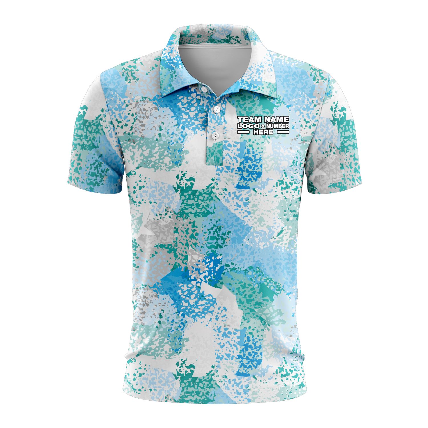 Custom Fully Sublimated Brushes Pattern SkyBlue White Performance Polo Shirt 9538