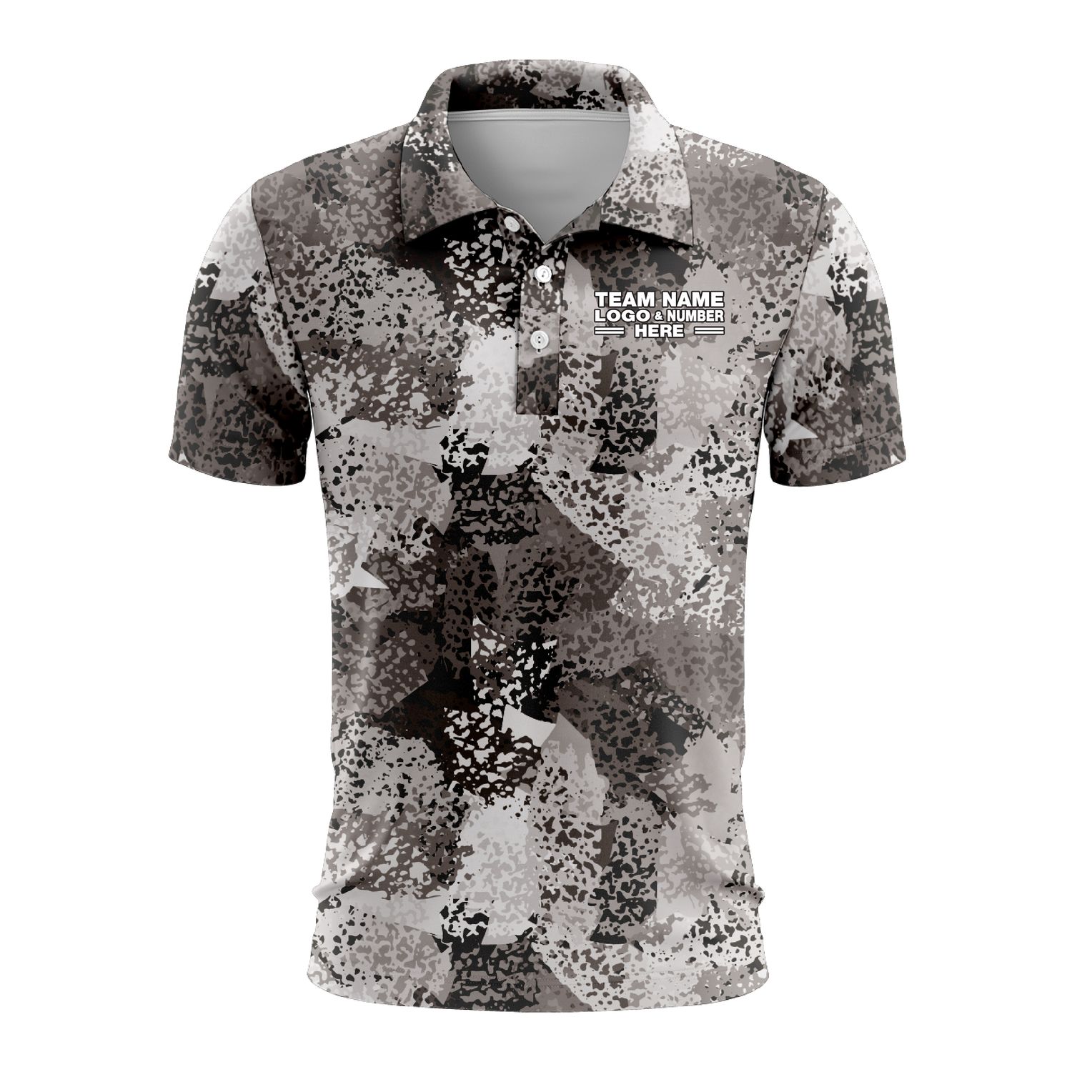 Custom Fully Sublimated Brushes Pattern Black White Performance Polo Shirt 9552