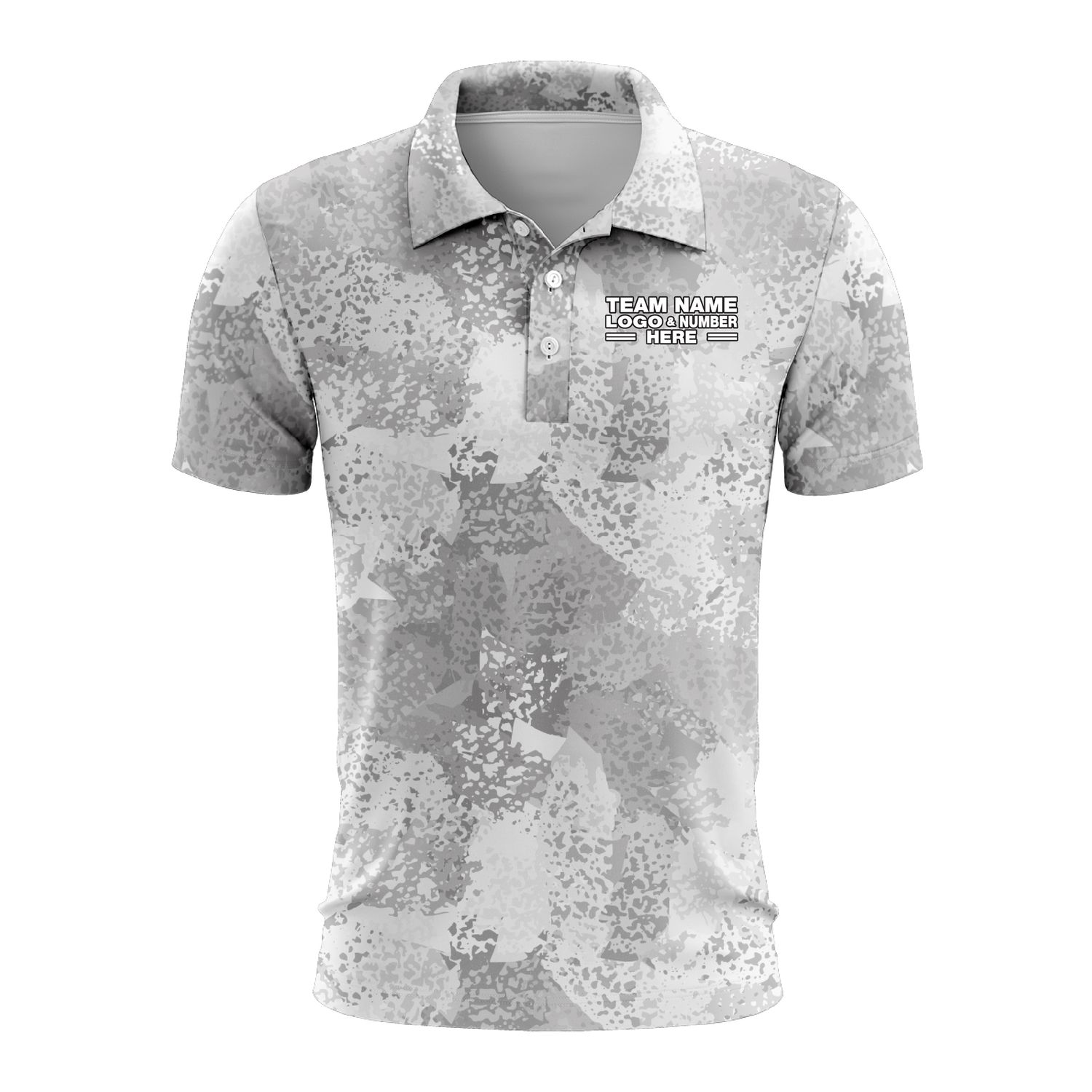Custom Fully Sublimated Brushes Pattern Gray White Performance Polo Shirt 9559